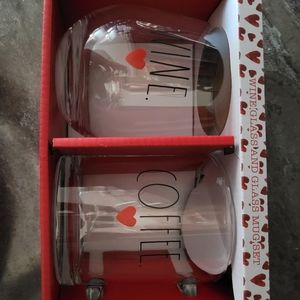 Rae Dunn coffee mug and wine glass set